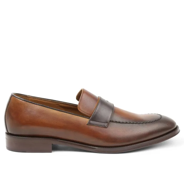 Arezzo Burnished Penny Loafer 8211 CognacDark Brown Men Bruno Magli Loafers and Slipons