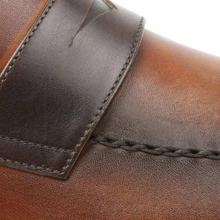 Arezzo Burnished Penny Loafer 8211 CognacDark Brown Men Bruno Magli Loafers and Slipons