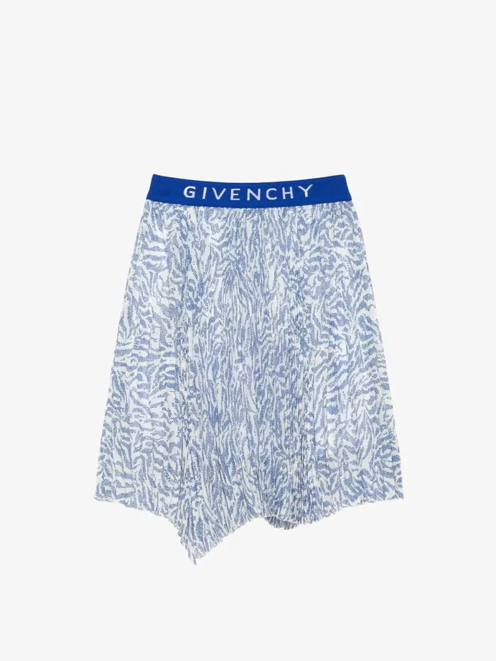 Asymmetrical Skirt In Zebra Veil Whiteblue Kids Givenchy