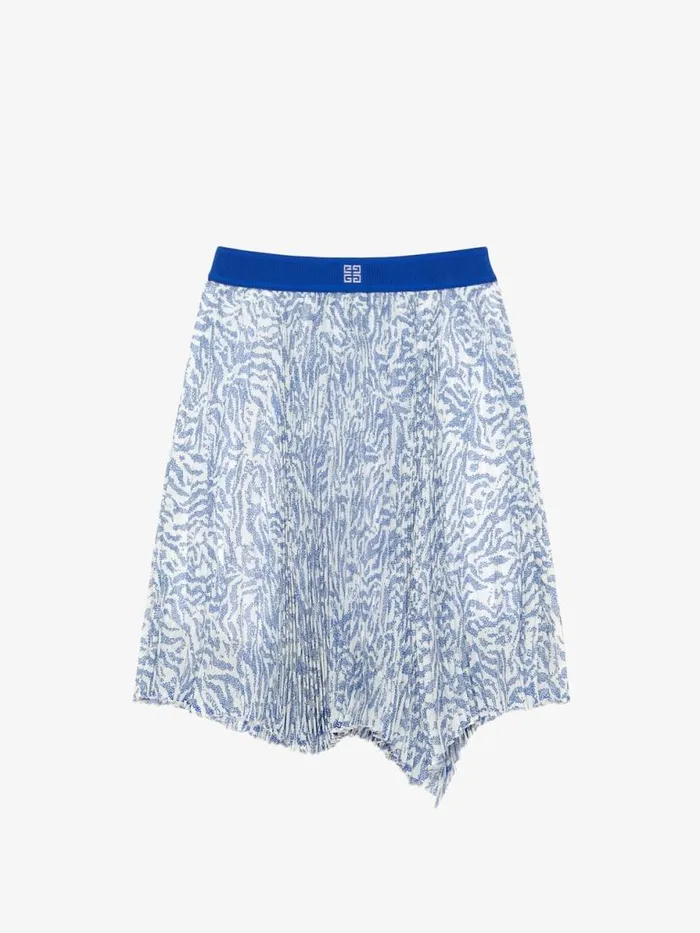 Asymmetrical Skirt In Zebra Veil Whiteblue Kids Givenchy