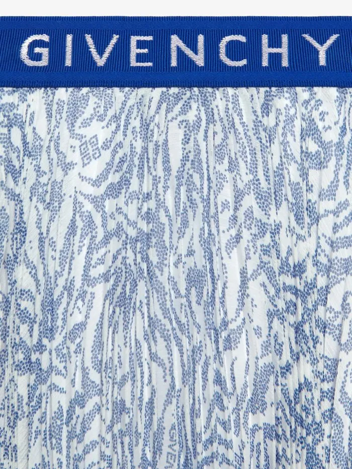 Asymmetrical Skirt In Zebra Veil Whiteblue Kids Givenchy