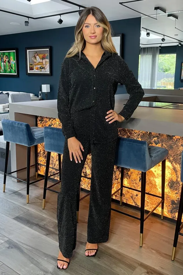 AX Paris Black Sparkly Trousers Trousers and Leggings