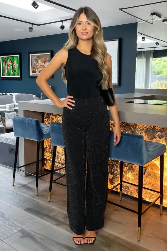 AX Paris Black Sparkly Trousers Trousers and Leggings