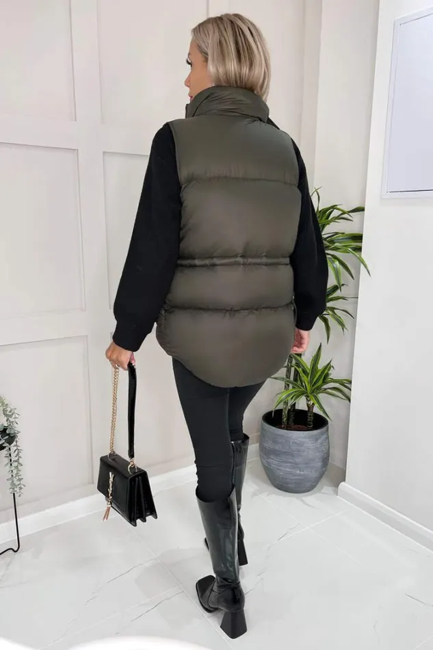 AX Paris Khaki Short Padded Gilet Coats and Jackets