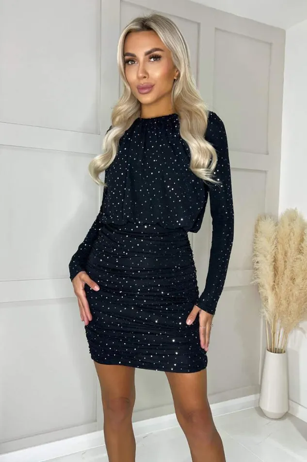 AX Paris Navy Metallic Sparkle And Sequin Bodycon Mini Dress Dresses