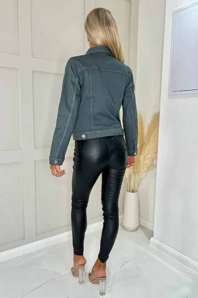AX Paris Slate Grey Lightweight Denim Jacket Coats and Jackets