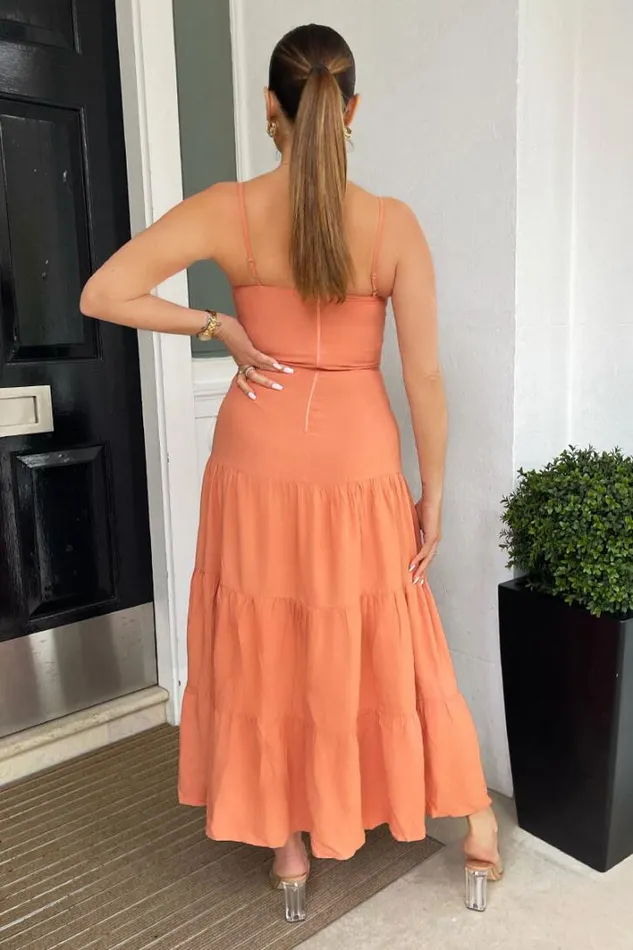 AX Paris Terracotta Strappy Smock Midi Dress Dresses