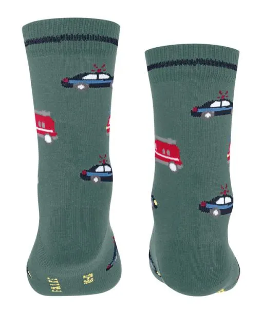 Babies and Kids Police And Fire Cars Kids Socks Dark Jade FALKE Socks