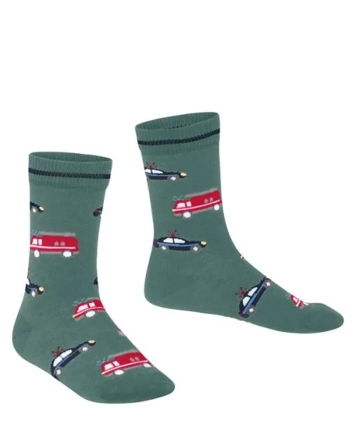 Babies and Kids Police And Fire Cars Kids Socks Dark Jade FALKE Socks
