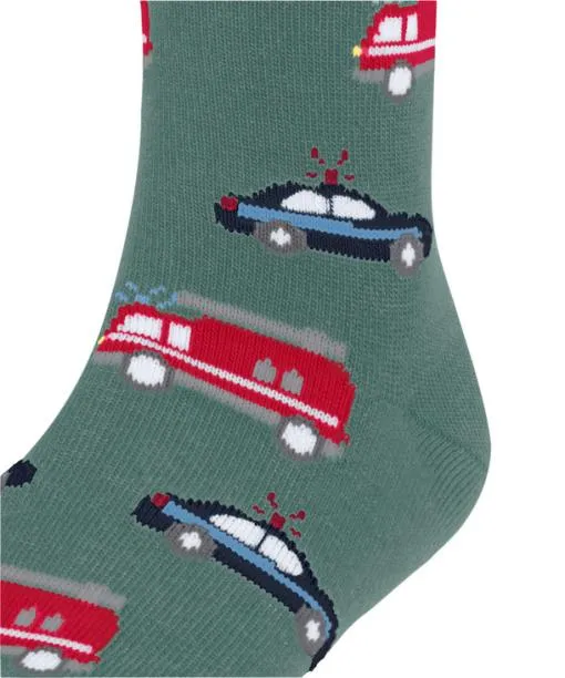 Babies and Kids Police And Fire Cars Kids Socks Dark Jade FALKE Socks