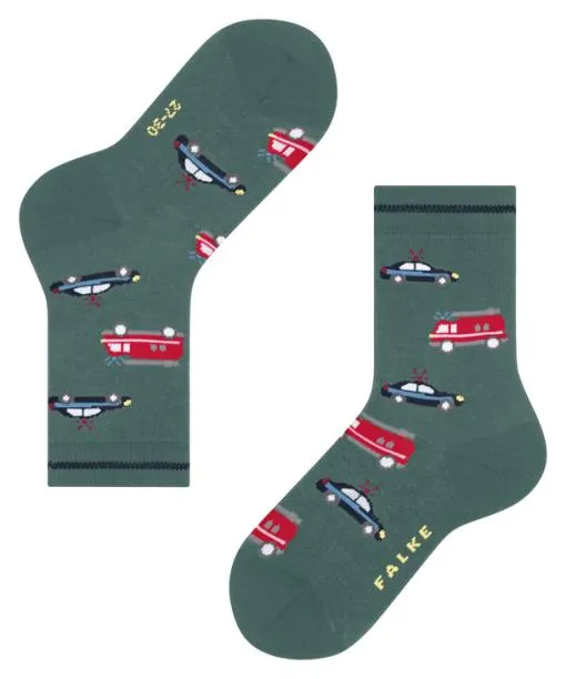 Babies and Kids Police And Fire Cars Kids Socks Dark Jade FALKE Socks
