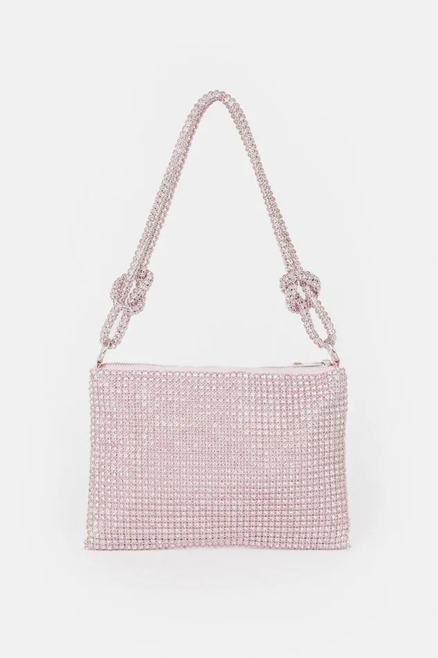 Bags and Purses Women Karen Millen Rhinestone Shoulder Bag Blush