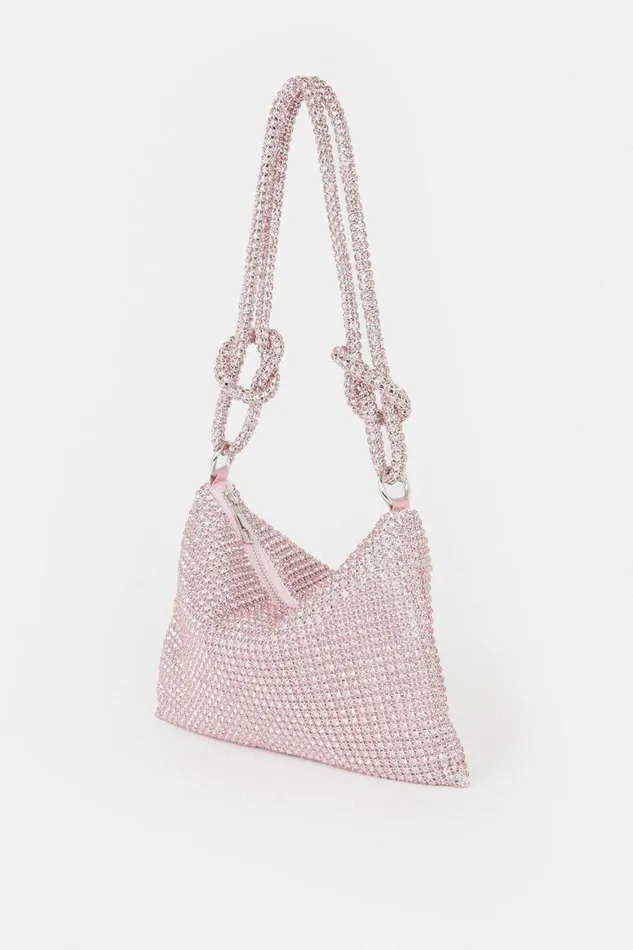 Bags and Purses Women Karen Millen Rhinestone Shoulder Bag Blush