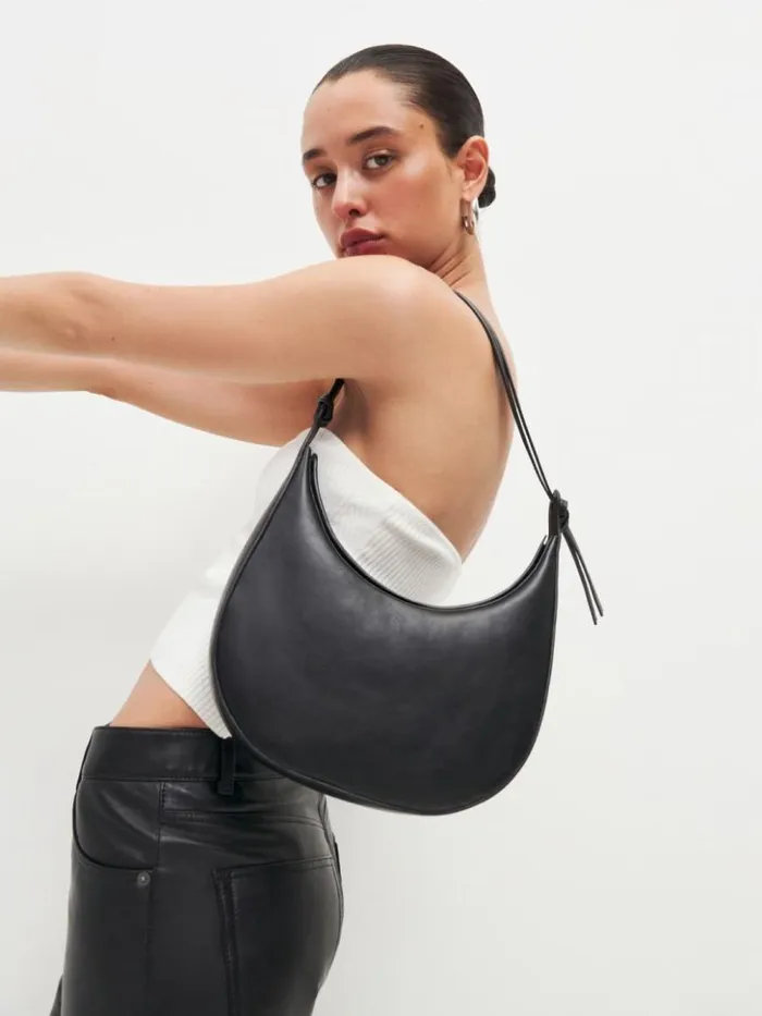 Bags The Reformation Medium Rosetta Shoulder Bag Black Leather