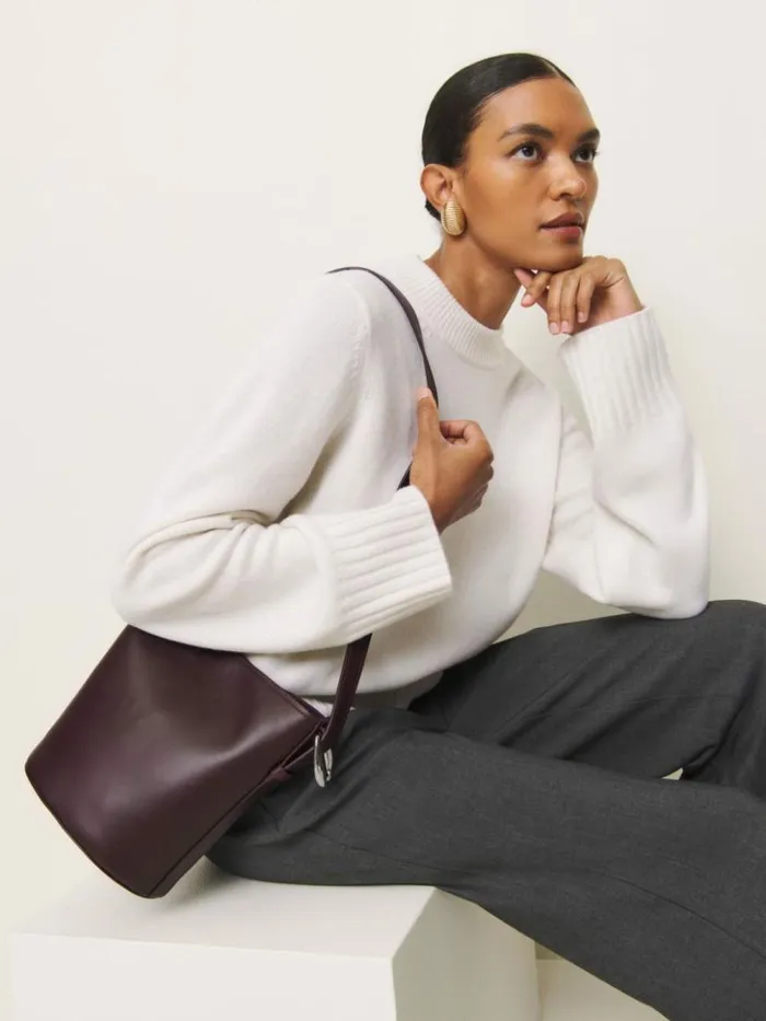 Bags The Reformation Seleena Small Bucket Bag Burgundy Leather