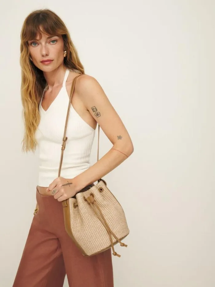 Bags The Reformation Small Ornellia Bucket Bag Natural