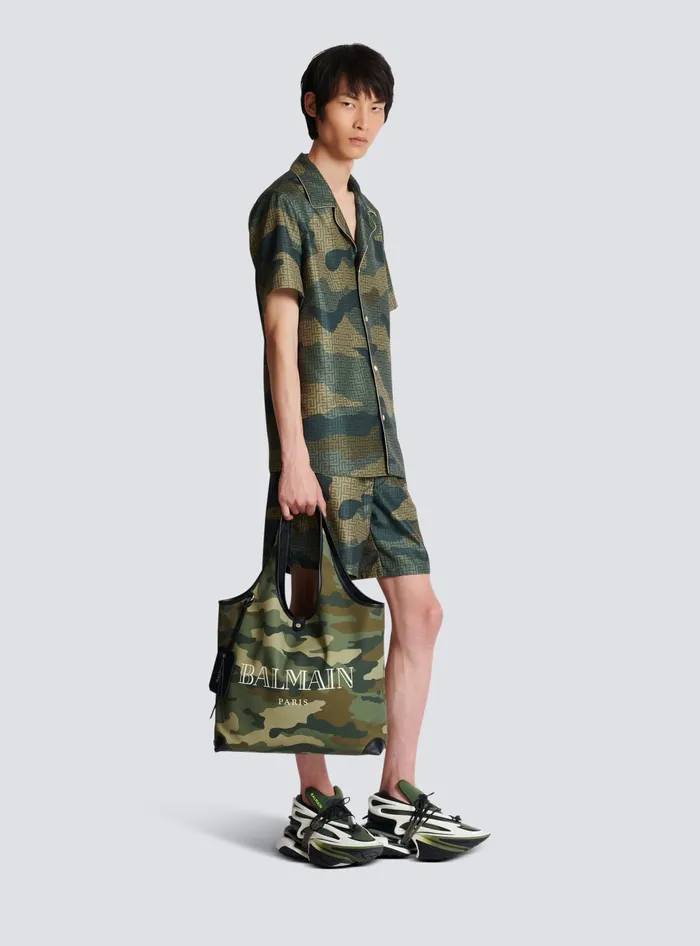Balmain Bags And Backpacks Men BArmy Grocery Bag In Camouflage Print Canvas Khaki