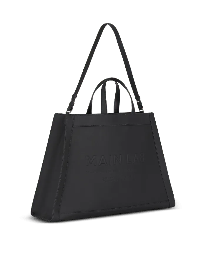 Balmain Bags And Backpacks Men By Olivier Rubbereffect Leather Tote Bag Black