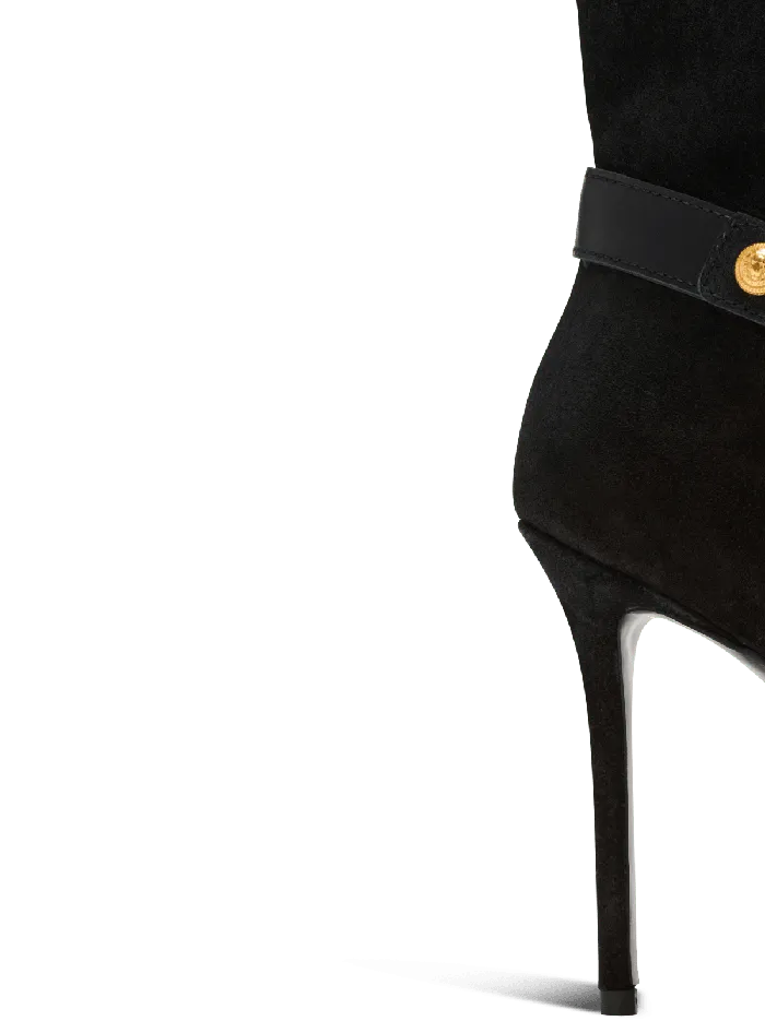Balmain Boots Women Slouchy Suede Heeled Eva Boots Black