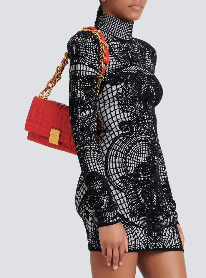 Balmain Crossbody Bags Women 1945 Soft Small Bag In Quilted Leather Red