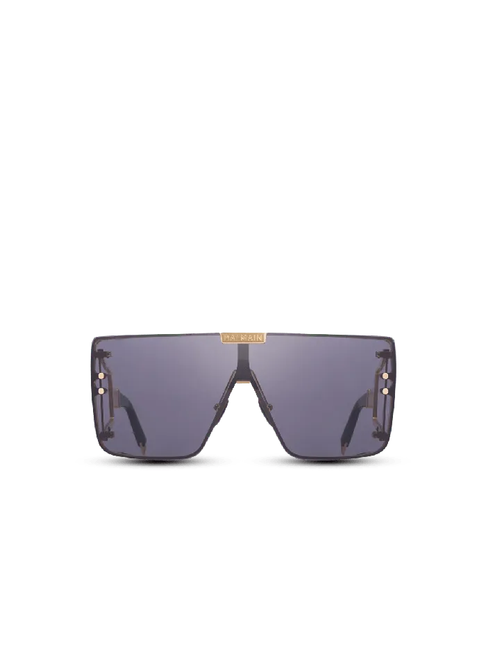 Balmain Eyewear WomenMen Titanium Shieldshaped Wonder Boy Sunglasses Black