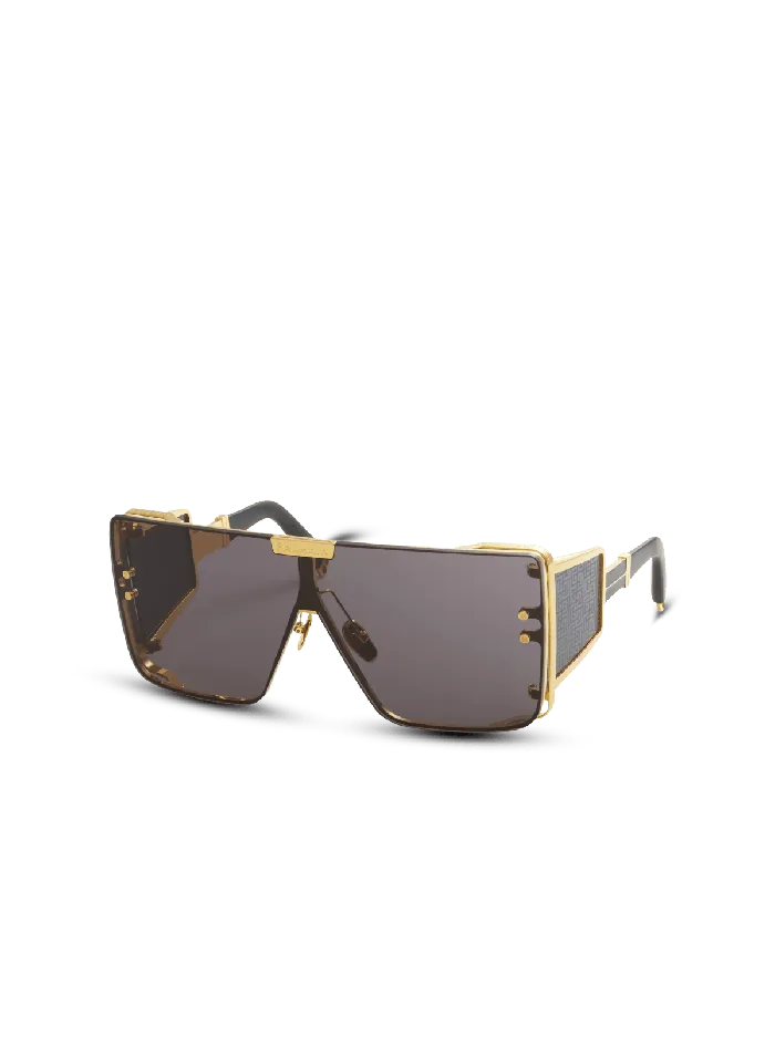 Balmain Eyewear WomenMen Titanium Shieldshaped Wonder Boy Sunglasses Black
