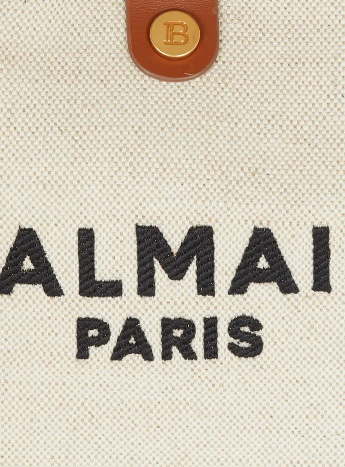 Balmain Grocery Bags Women Canvas And Leather Barmy Grocery Bag Beige
