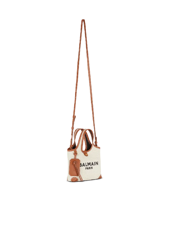 Balmain Grocery Bags Women Canvas And Leather Barmy Grocery Bag Beige