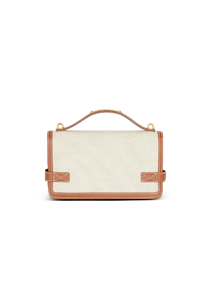 Balmain Handbags Women BBuzz 24 Canvas And Leather Bag Beige