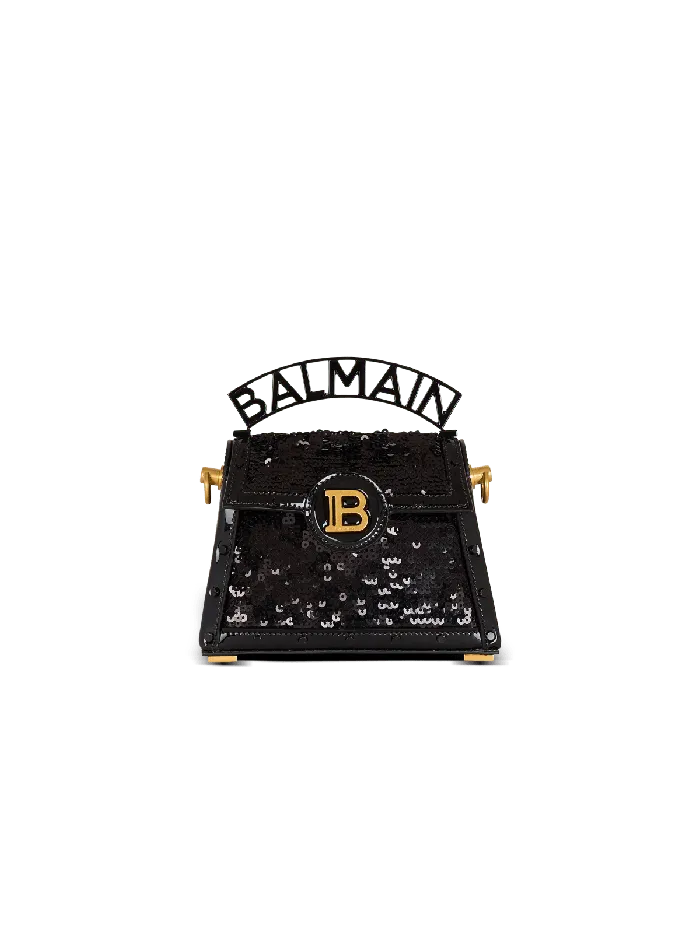 Balmain Handbags Women BBuzz Dynasty Small Bag In Leather And Sequins Black