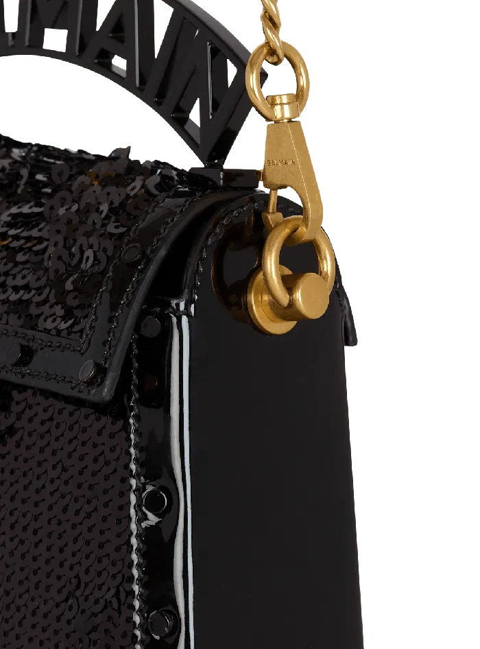 Balmain Handbags Women BBuzz Dynasty Small Bag In Leather And Sequins Black