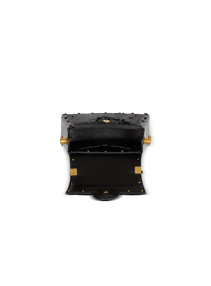 Balmain Handbags Women BBuzz Dynasty Small Bag In Leather And Sequins Black
