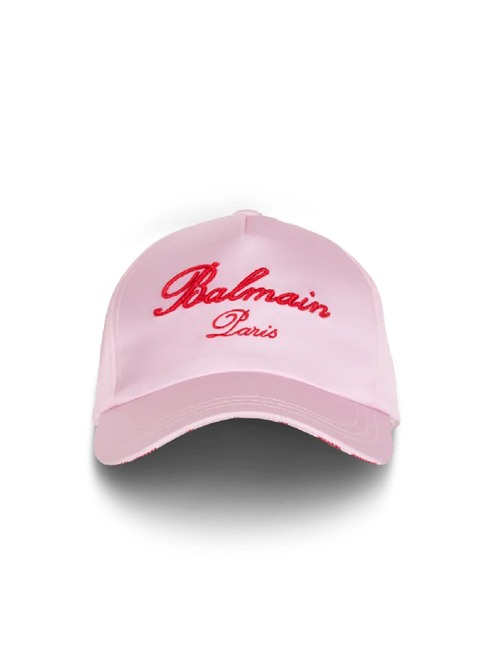 Balmain Hats And Caps Women Signature Embroidered Cap Pink