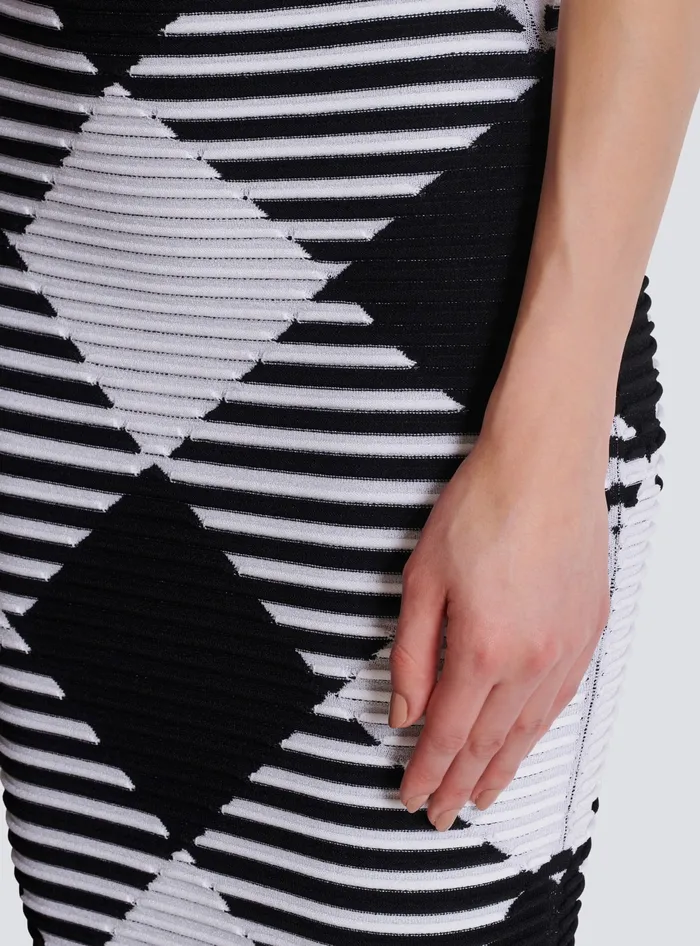 Balmain Knitwear Women Midlength Skirt In Rolled Gingham Knit Black