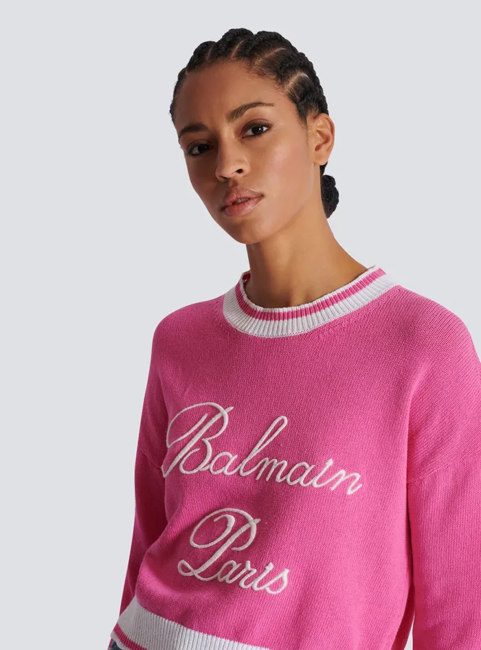 Balmain Knitwear Women Signature Knit Jumper Pink