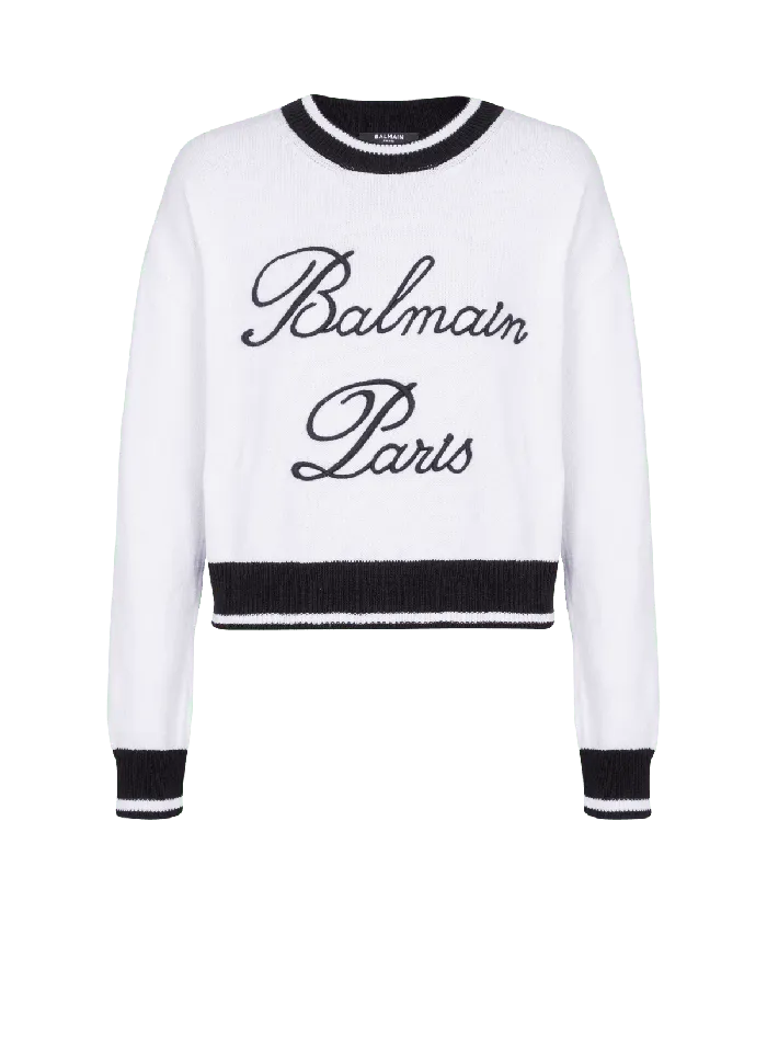 Balmain Knitwear Women Signature Knit Jumper White