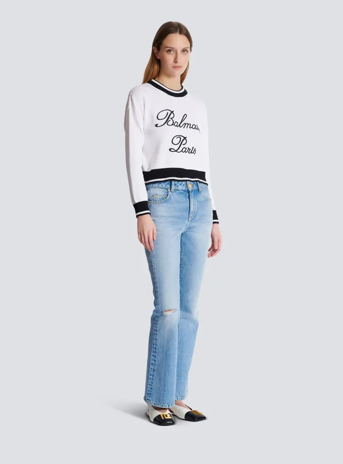 Balmain Knitwear Women Signature Knit Jumper White