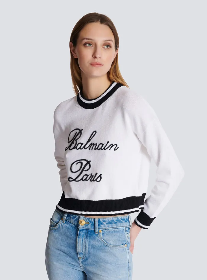 Balmain Knitwear Women Signature Knit Jumper White