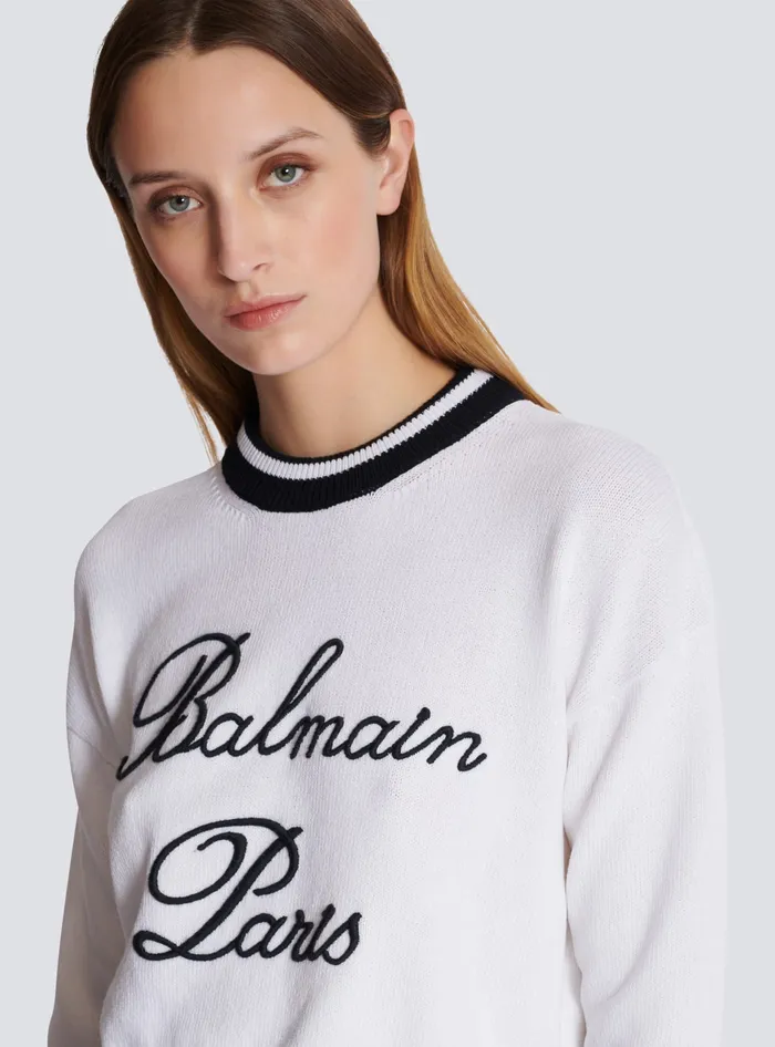 Balmain Knitwear Women Signature Knit Jumper White