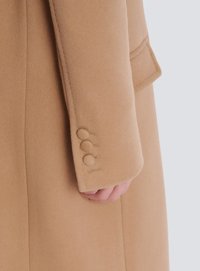 Balmain Outerwear Men Long Wool And Cashmere Coat Brown