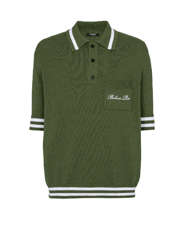 Balmain Shirts And Polos Men Signature Knit Polo Shirt Khaki