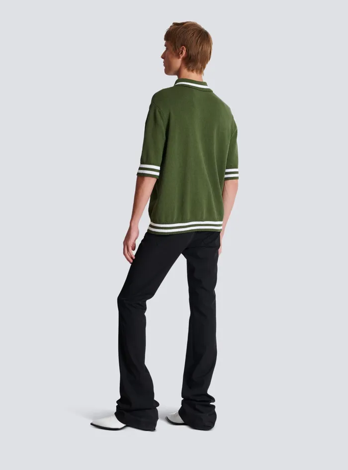 Balmain Shirts And Polos Men Signature Knit Polo Shirt Khaki