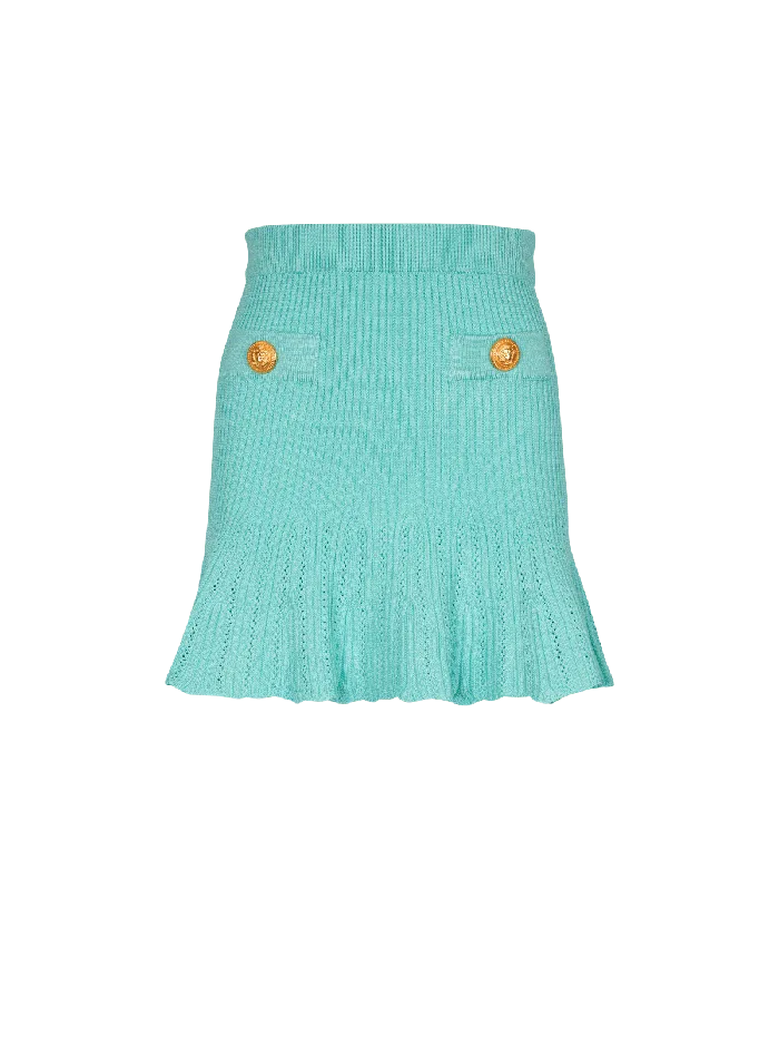 Balmain Skirts Women Knitted Skater Skirt Blue