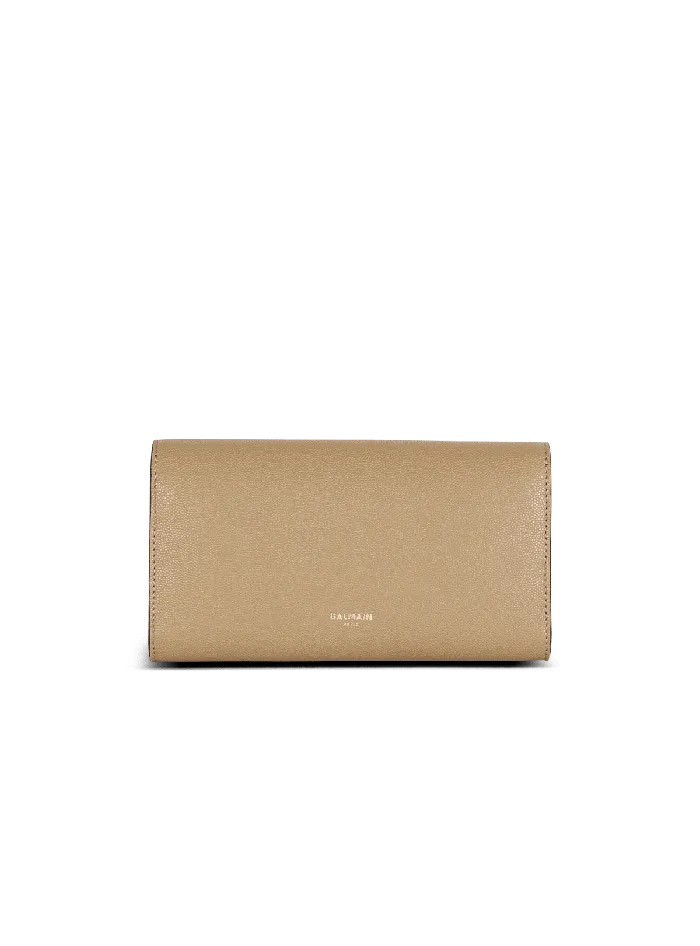 Balmain Small Leather Goods Women Emblegraveme Grained Calfskin Clutch Brown