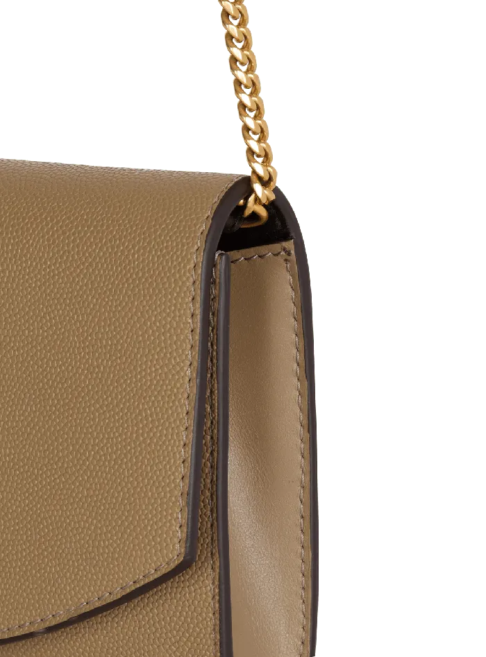 Balmain Small Leather Goods Women Emblegraveme Grained Calfskin Clutch Brown