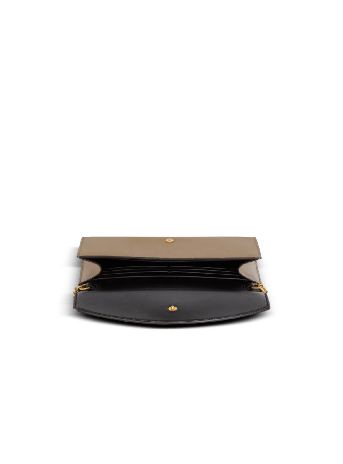 Balmain Small Leather Goods Women Emblegraveme Grained Calfskin Clutch Brown