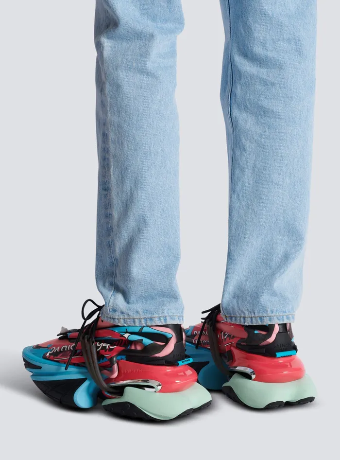 Balmain Sneakers Men Unicorn Low Sneakers In Neoprene And Calfskin Multicolor