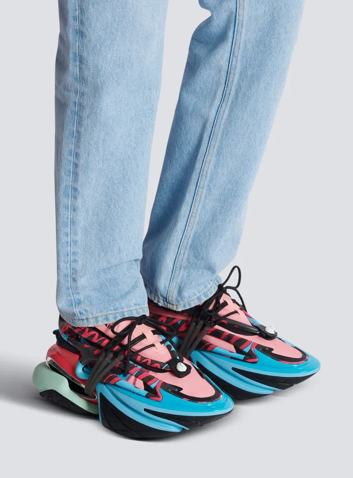 Balmain Sneakers Men Unicorn Low Sneakers In Neoprene And Calfskin Multicolor