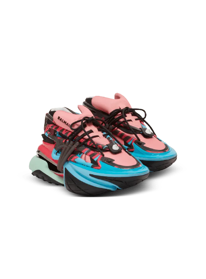 Balmain Sneakers Men Unicorn Low Sneakers In Neoprene And Calfskin Multicolor