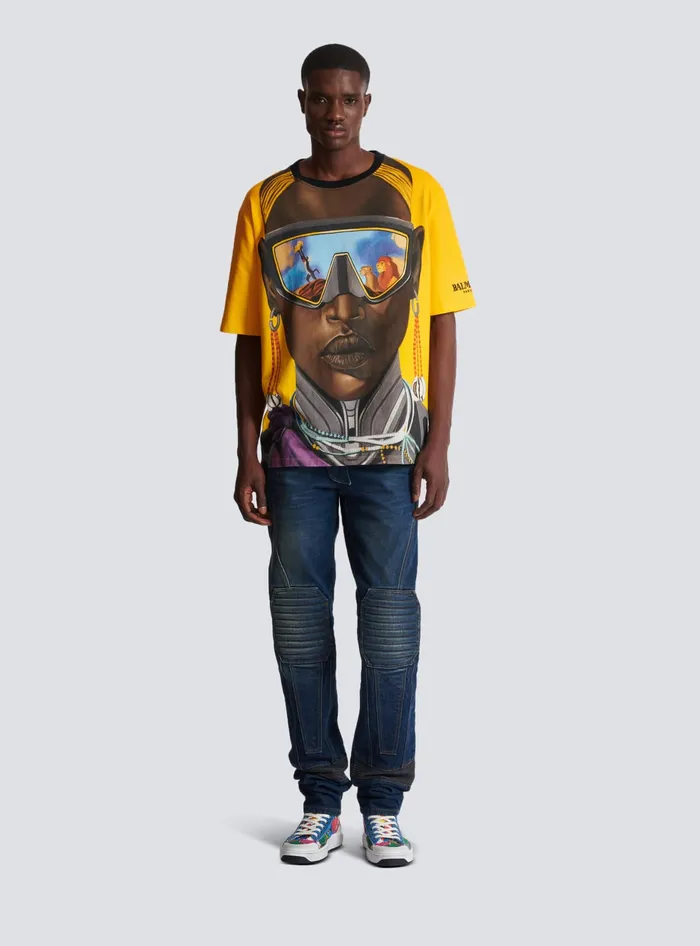 Balmain TShirts Men Disney X The Lion King 8211 Relaxed Tshirt With Nika Mtwana Print Multicolor